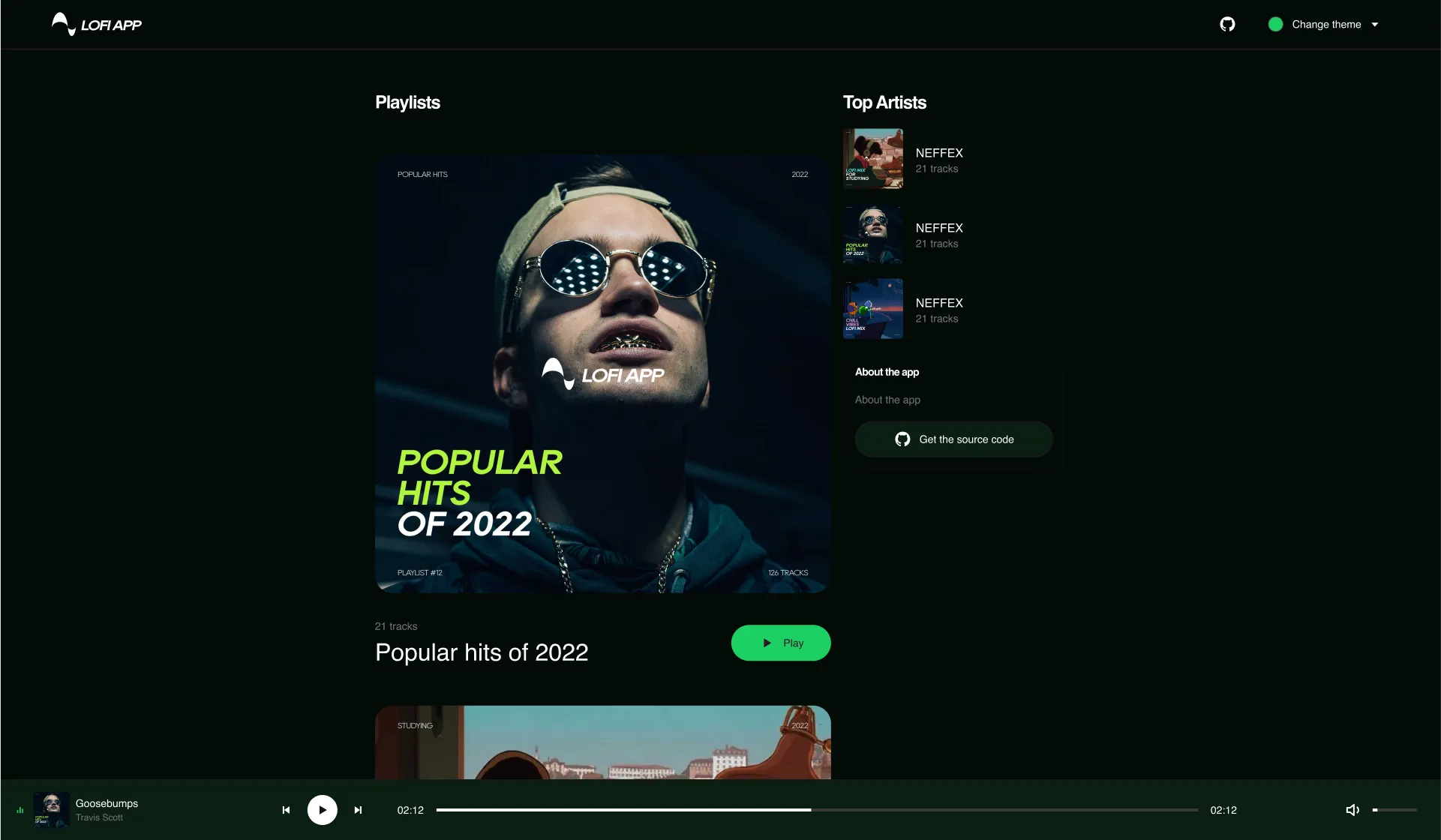 Playlist theme green